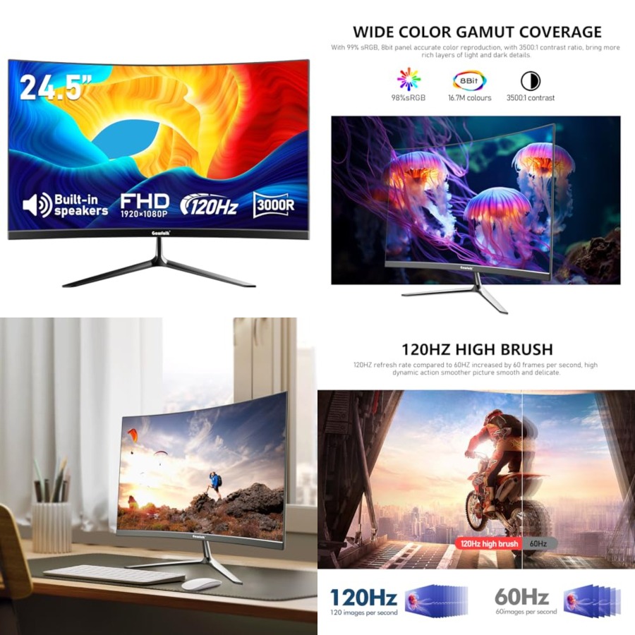 Wall Mount Speaker - Gaming Curved Monitor Built-in Speakers, 3000R